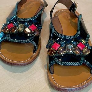 Marni Patent Leather Jeweled Crystal Sandals Size 9 (39)